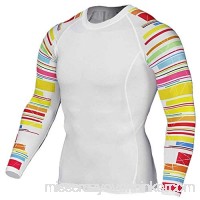 Mens White Long Sleeve Compression Running Shirt Dri-fit Workouts Tee B07NKL1BNM